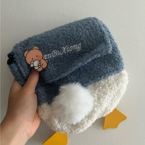 Blue and White Kids Plush Duck Bag